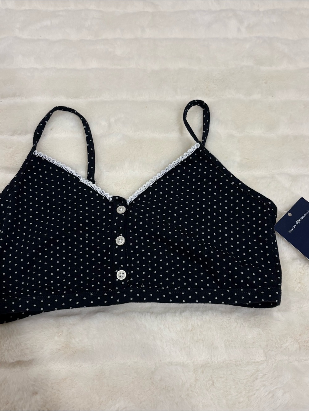 Polka Dot Button-Front Cami Top - Navy Blue